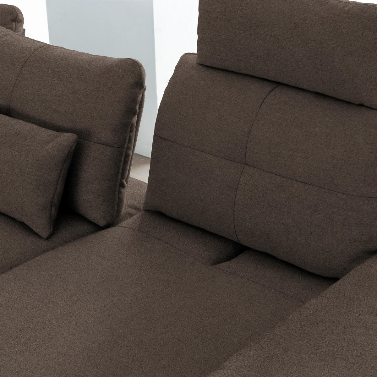 ECKSOFA in Flachgewebe Dunkelbraun  - Dunkelbraun/Schwarz, Design, Textil/Metall (271/344cm) - Chilliano