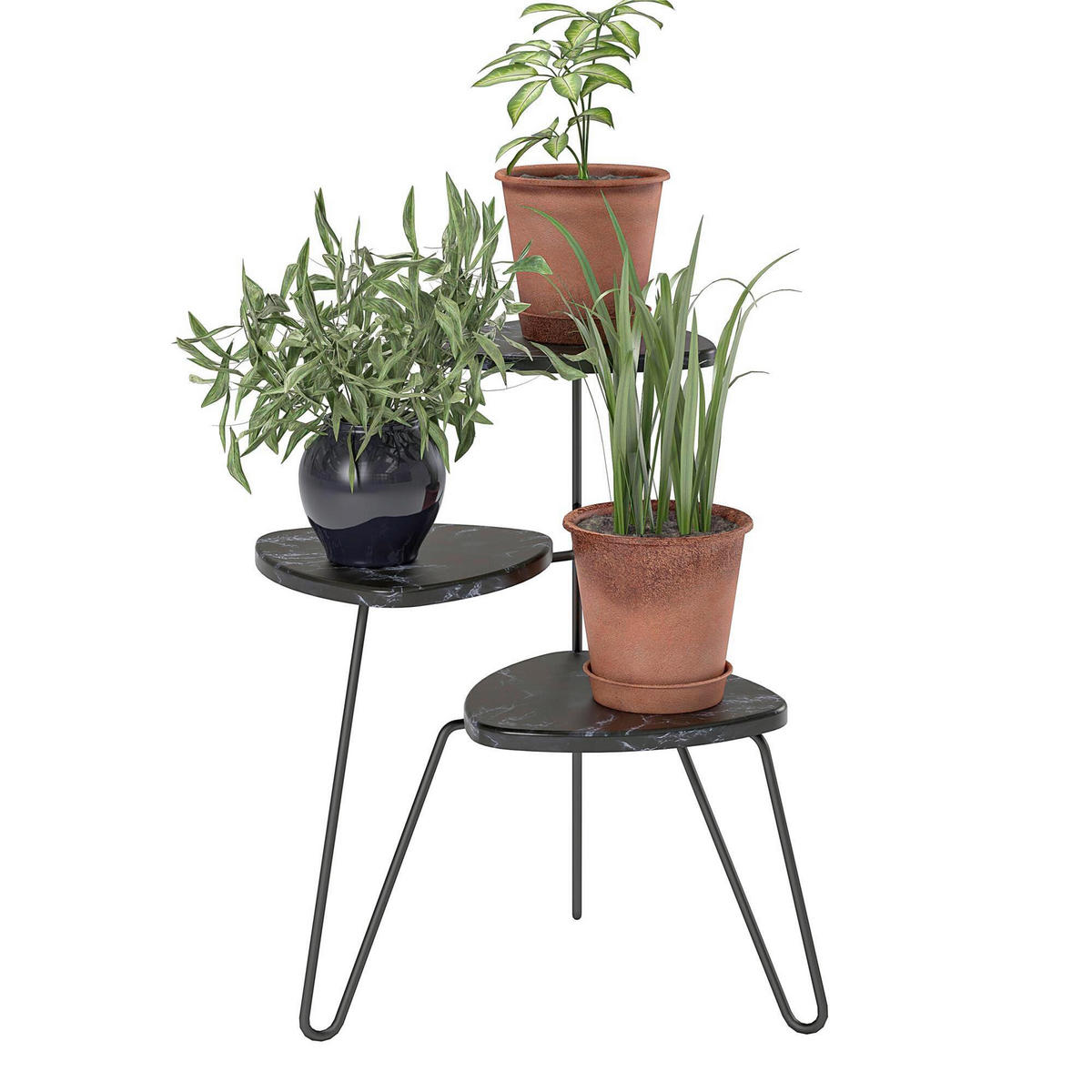 BLUMENSTÄNDER in Metall, Holzwerkstoff  - Schwarz, Design, Holzwerkstoff/Metall (55/63/52cm) - MID.YOU