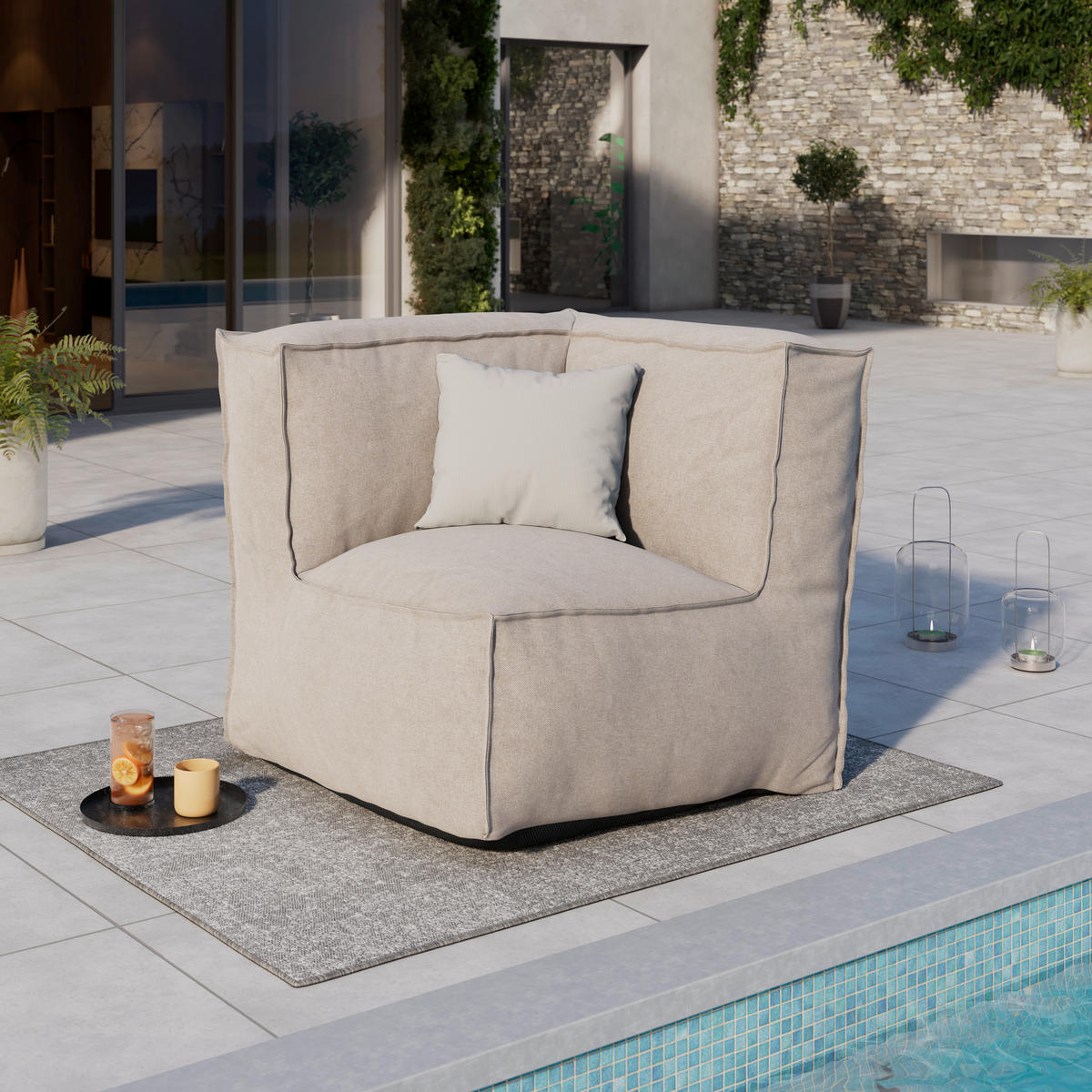 RELAXAČNÍ POHOVKA textil - béžová, Moderní, textil (95/80/95cm) - Ambia Garden