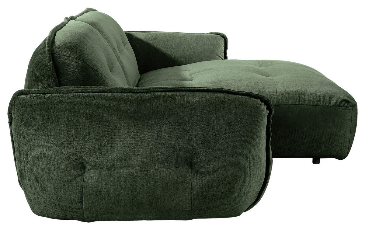 ECKSOFA in Chenille Dunkelgrün  - Dunkelgrün/Schwarz, Modern, Kunststoff/Textil (269/184cm) - Trendmanufaktur
