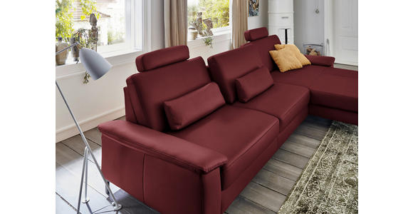 ECKSOFA in Echtleder Rot  - Rot/Schwarz, Design, Leder/Metall (334/176cm) - Dieter Knoll