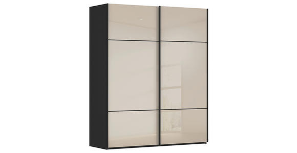 SCHWEBETÜRENSCHRANK 162/223/68 cm 2-türig Schwarz, Champagner - Champagner/Schwarz, KONVENTIONELL, Glas/Holzwerkstoff (162/223/68cm) - Novel