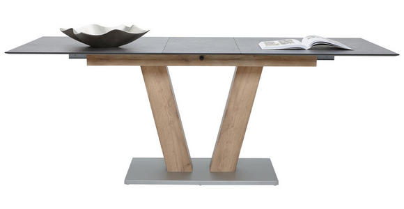 ESSTISCH in Kunststoff, Holzwerkstoff 140(180)/90/77 cm - Eichefarben/Graphitfarben, KONVENTIONELL, Holzwerkstoff/Kunststoff (140(180)/90/77cm) - Voleo