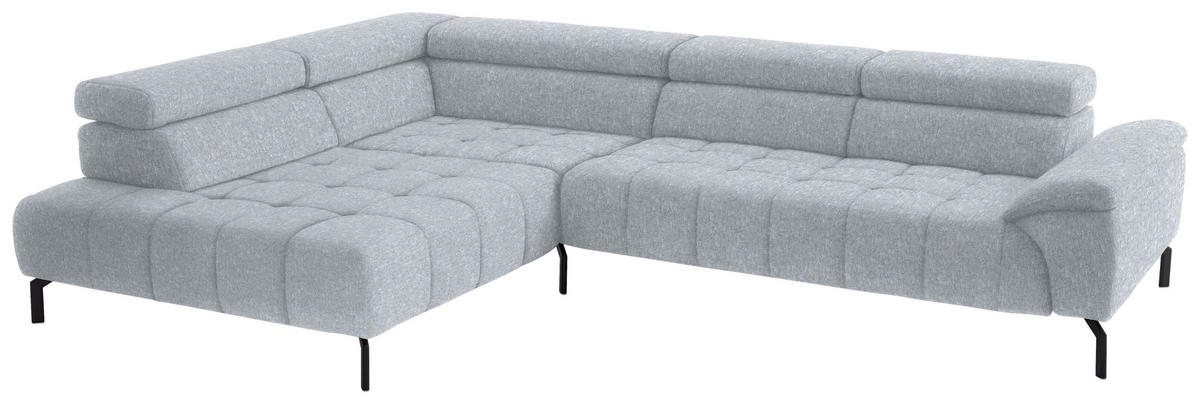 ECKSOFA in Chenille Hellgrau  222/323 cm  - Hellgrau/Schwarz, Design, Textil/Metall (222/323cm) - Beldomo Style