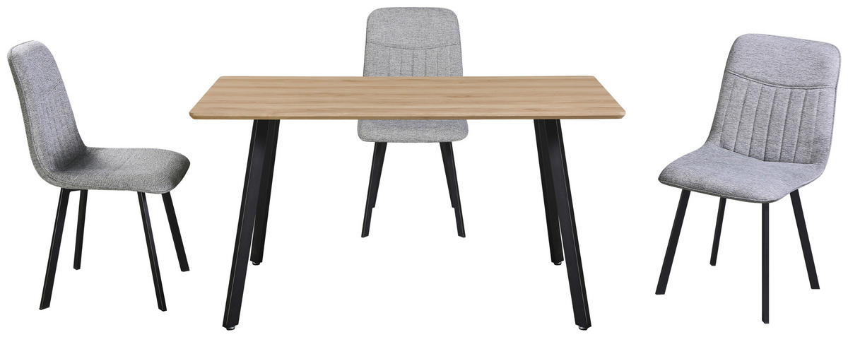 TISCHGRUPPE Weiß, Hellgrau  - Hellgrau/Weiß, KONVENTIONELL, Textil/Metall (140/46/75/88/80/57cm) - MID.YOU