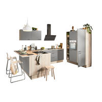 ECKKÜCHE XO 15  in Grau, Tannenholzfarben  - Tannenholzfarben/Schwarz, Design, Holzwerkstoff/Metall (121,6/280/150cm) - Xora