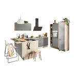 ECKKÜCHE XO 15  in Grau, Tannenholzfarben  - Tannenholzfarben/Schwarz, Design, Holzwerkstoff/Metall (121,6/280/150cm) - Xora