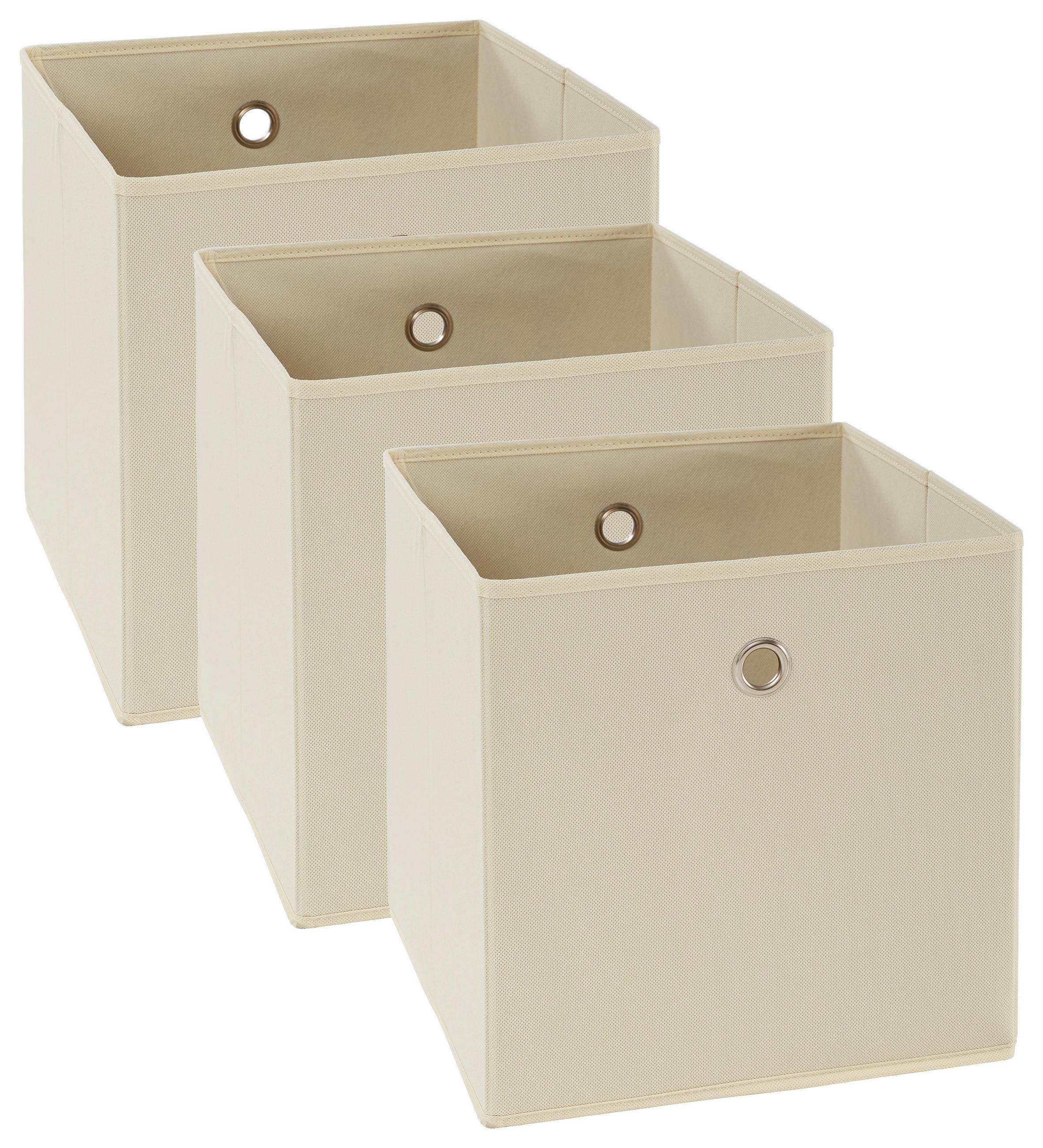 FALTBOX 3er Set - Silberfarben/Naturfarben, Design, Karton/Textil (32/32/32cm) - Carryhome