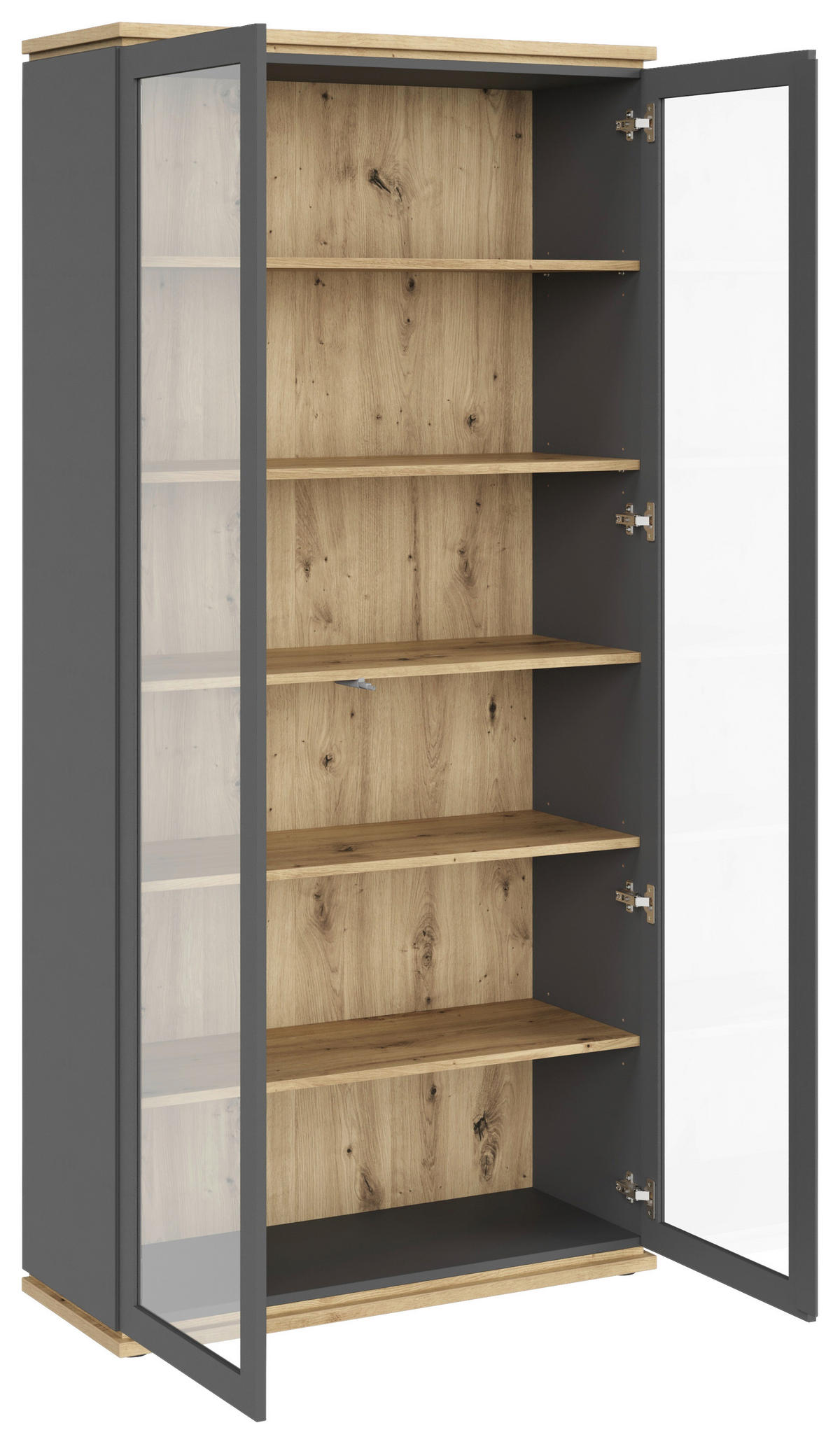 VITRINE  in Anthrazit, Eiche Artisan  - Anthrazit/Eiche Artisan, KONVENTIONELL, Holzwerkstoff (94/201/38cm) - Xora