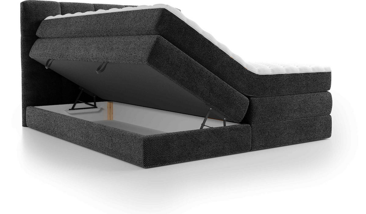 BOXSPRINGBETT 180/200 cm  in Dunkelgrau  - Dunkelgrau/Schwarz, Design, Kunststoff/Textil (180/200cm) - Esposa
