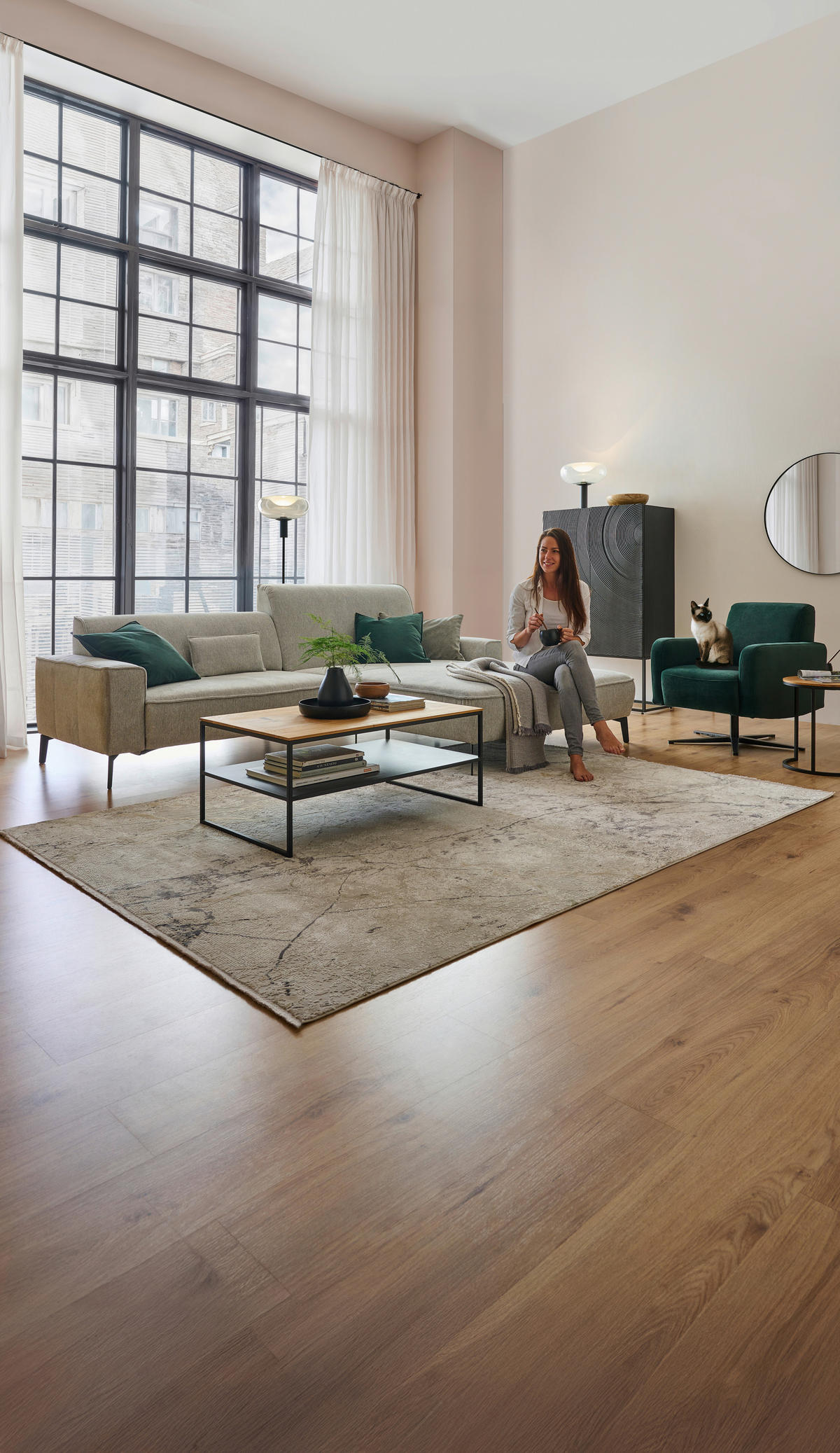 ECKSOFA in Flachgewebe Hellgrau  - Hellgrau/Schwarz, Design, Textil/Metall (285/190cm) - Johann Jakob