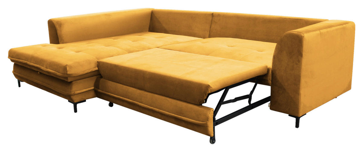 ECKSOFA Gelb Velours  - Beige/Gelb, Design, Textil/Metall (187/277cm) - Livetastic