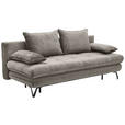 SCHLAFSOFA in Samt Grau  - Schwarz/Grau, Design, Textil/Metall (205/79-96/85cm) - Novel