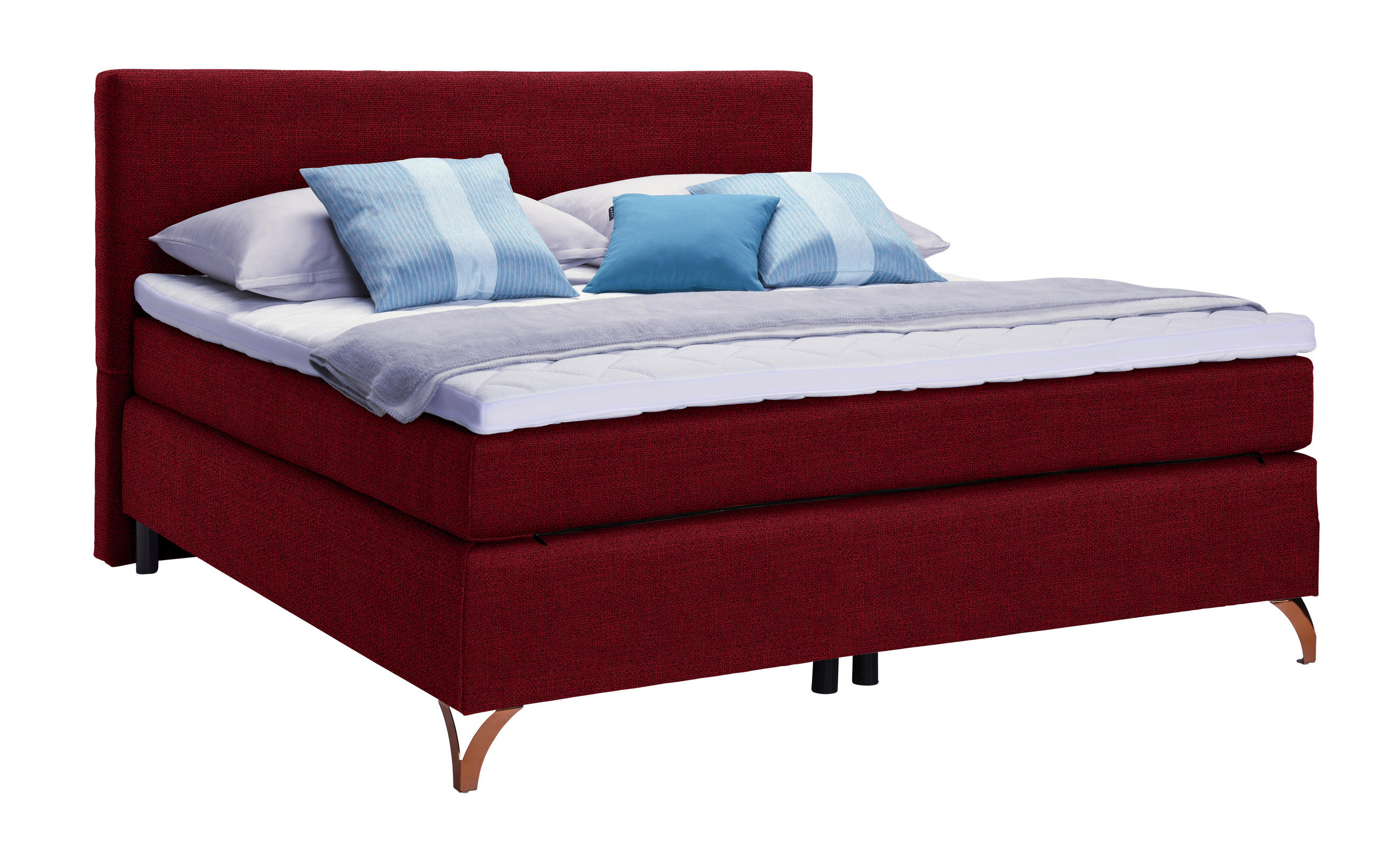BOXSPRINGBETT 120/200 cm  in Rot  - Rot/Kupferfarben, Konventionell, Textil/Metall (120/200cm) - Esposa