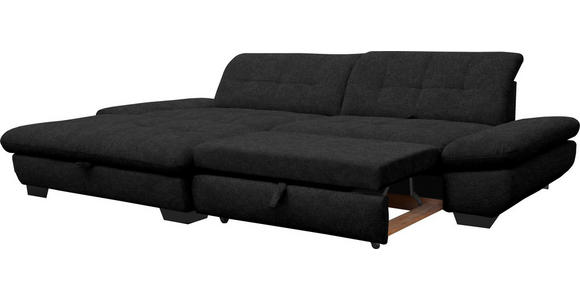 ECKSOFA in Mikrofaser Anthrazit 198/290 cm - Anthrazit/Schwarz, Design, Textil/Metall (198/290cm) - Xora