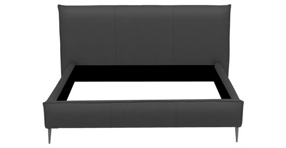 POLSTERBETT 140/200 cm,  in Anthrazit, gepolstertes Kopfteil,  - Anthrazit/Schwarzchrom, KONVENTIONELL, Leder/Metall (140/200cm) - Esposa