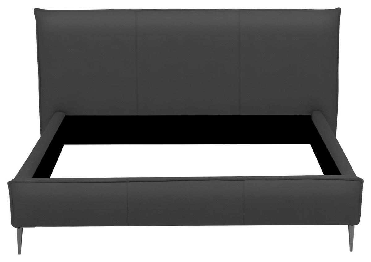 POLSTERBETT 140/200 cm,  in Anthrazit, gepolstertes Kopfteil,  - Anthrazit/Schwarzchrom, KONVENTIONELL, Leder/Metall (140/200cm) - Esposa