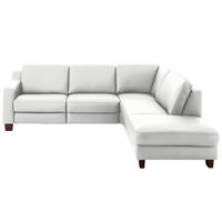 ECKSOFA in Echtleder Hellgrau  - Eichefarben/Hellgrau, Design, Leder/Holz (259/235cm) - Valdera