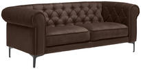 CHESTERFIELD-SOFA Dunkelbraun Samt  - Dunkelbraun/Schwarz, Trend, Textil/Metall (195/75/90cm) - Carryhome