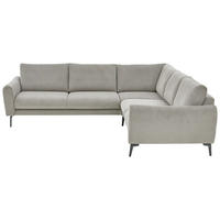 ECKSOFA Velours, Feincord Grau  - Schwarz/Grau, Design, Textil/Metall (280/254cm) - Beldomo Style
