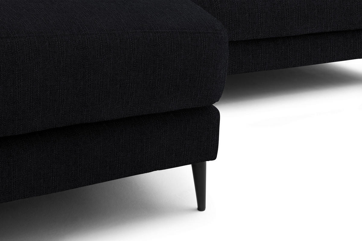 ECKSOFA in Flachgewebe Schwarz  - Schwarz, Design, Textil/Metall (177/253cm) - Dieter Knoll