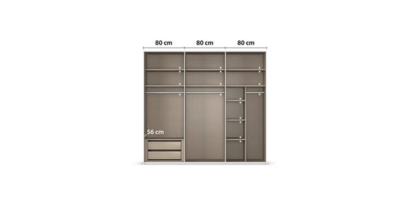 SCHWEBETÜRENSCHRANK 242/223/68 cm 3-türig Weiß - Alufarben/Weiß, KONVENTIONELL, Holzwerkstoff/Metall (242/223/68cm) - Novel