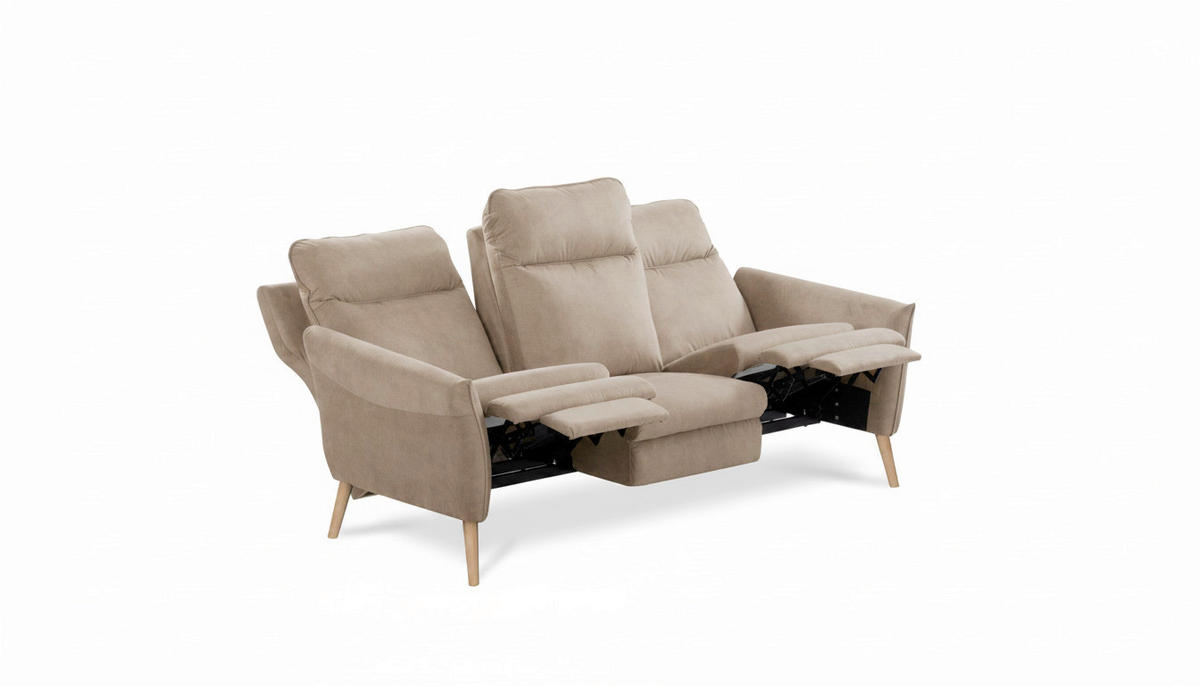 3-SITZER-SOFA  in Mikrofaser Beige Skandinavisch, Modern  - Beige/Buchefarben, Design, Holz/Textil (202/110/92cm) - Livetastic