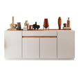 SIDEBOARD 205/87/40 cm  - Eichefarben/Weiß Hochglanz, MODERN, Holzwerkstoff (205/87/40cm) - Carryhome