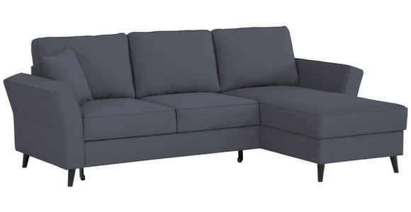 ECKSOFA in Velours Dunkelgrau  - Dunkelgrau/Schwarz, KONVENTIONELL, Holz/Textil (244/159cm) - Carryhome