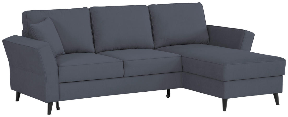 ECKSOFA in Velours Dunkelgrau  - Dunkelgrau/Schwarz, Konventionell, Holz/Textil (244/159cm) - Carryhome