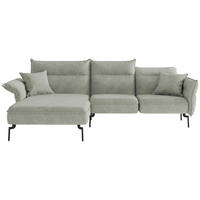 ECKSOFA in Flachgewebe Hellgrau  185/265 cm  - Edelstahlfarben/Hellgrau, Design, Textil/Metall (185/265cm) - Livetastic