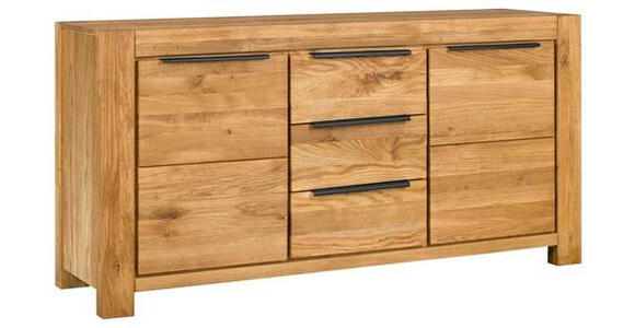 SIDEBOARD Wildeiche massiv, furniert Wildeiche Einlegeböden  - Wildeiche/Schwarz, Natur, Holz/Metall (172/85/45cm) - Carryhome