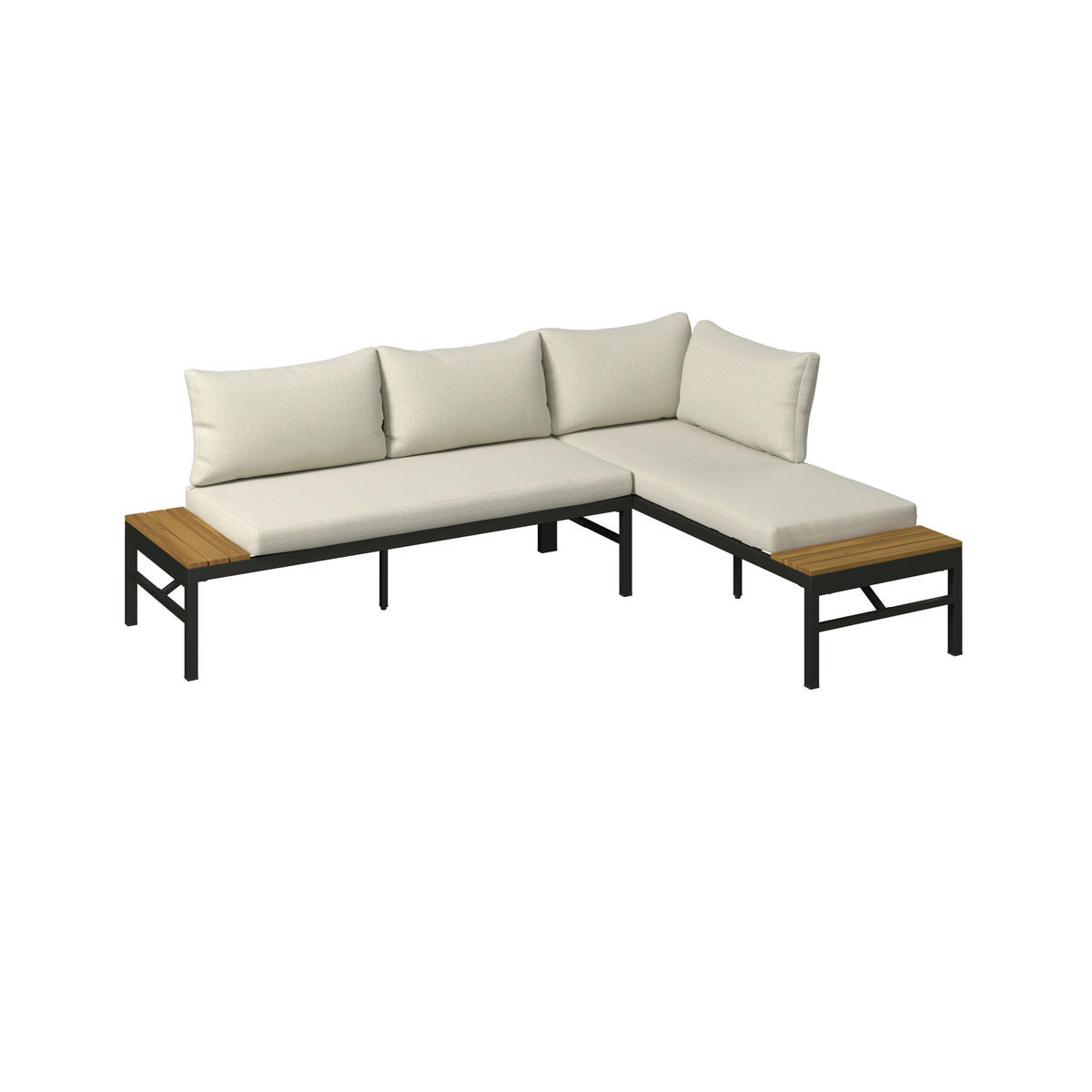 LOUNGE GARNITÚRA   161/67/63 cm  - bézs/akáciaszínű, Modern, textil/fa (161/67/63cm) - Ambia Garden