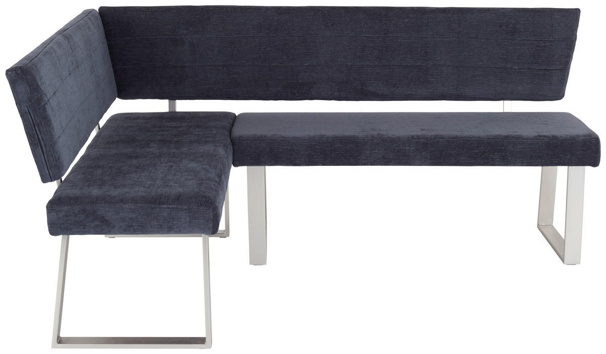 ECKBANK in Metall, Textil Dunkelgrau  - Dunkelgrau/Nickelfarben, Modern, Textil/Metall (142,5/187cm) - MID.YOU