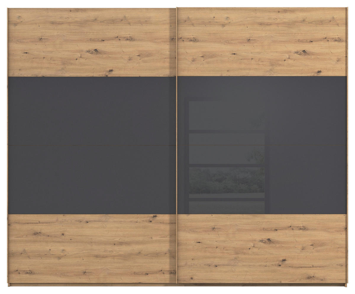SCHWEBETÜRENSCHRANK 271/223/68 cm 2-türig Schwarz, Eiche Artisan  - Eichefarben/Schwarz, Design, Glas/Holzwerkstoff (271/223/68cm) - Xora