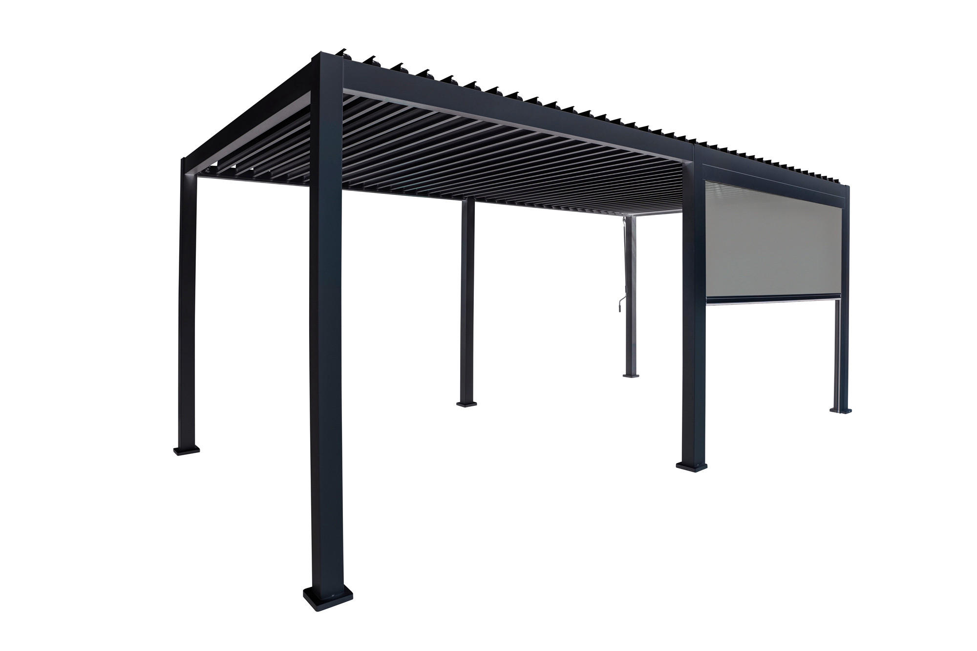 PERGOLA-ROLLO 360/250/10 cm - Anthrazit/Grau, MODERN, Textil/Metall (360/250/10cm) - Gardenson