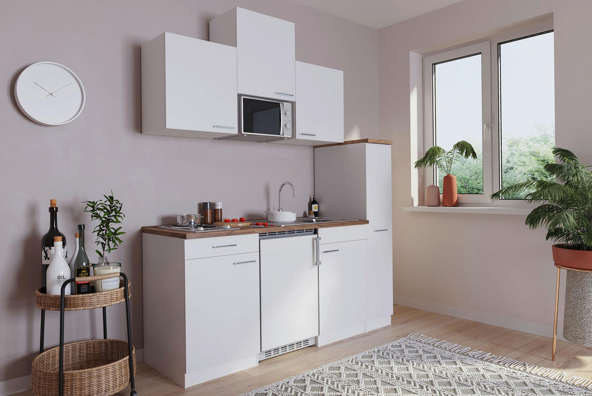 MODULKÖK 180 cm   i vit  - vit/nötfärg, Basics, trämaterial/plast (180cm) - Respekta