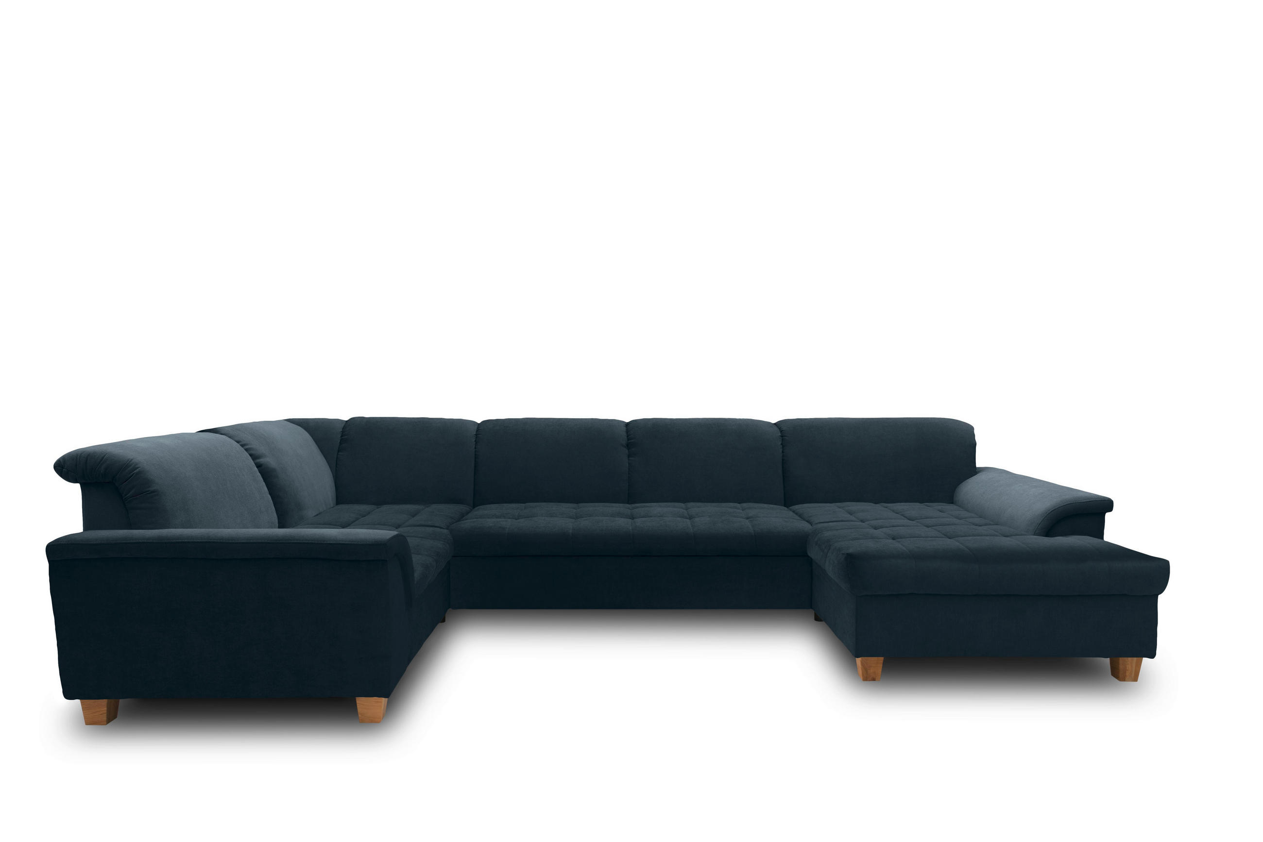 WOHNLANDSCHAFT Dunkelblau Mikrofaser  - Eichefarben/Dunkelblau, KONVENTIONELL, Holz/Textil (206/344/162cm) - MID.YOU