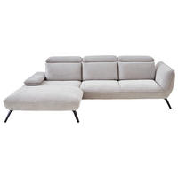 ECKSOFA Hellgrau Cord  - Hellgrau/Schwarz, Design, Textil/Metall (196/301cm) - Moderano