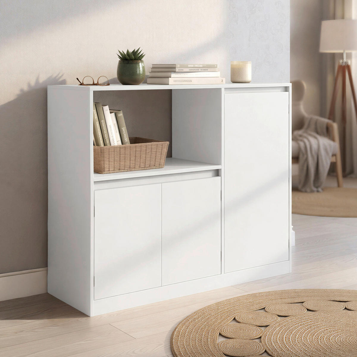 KOMMODE , 90/90/40 cm,  - Weiß, Trend, Holzwerkstoff (90/90/40cm) - Boxxx