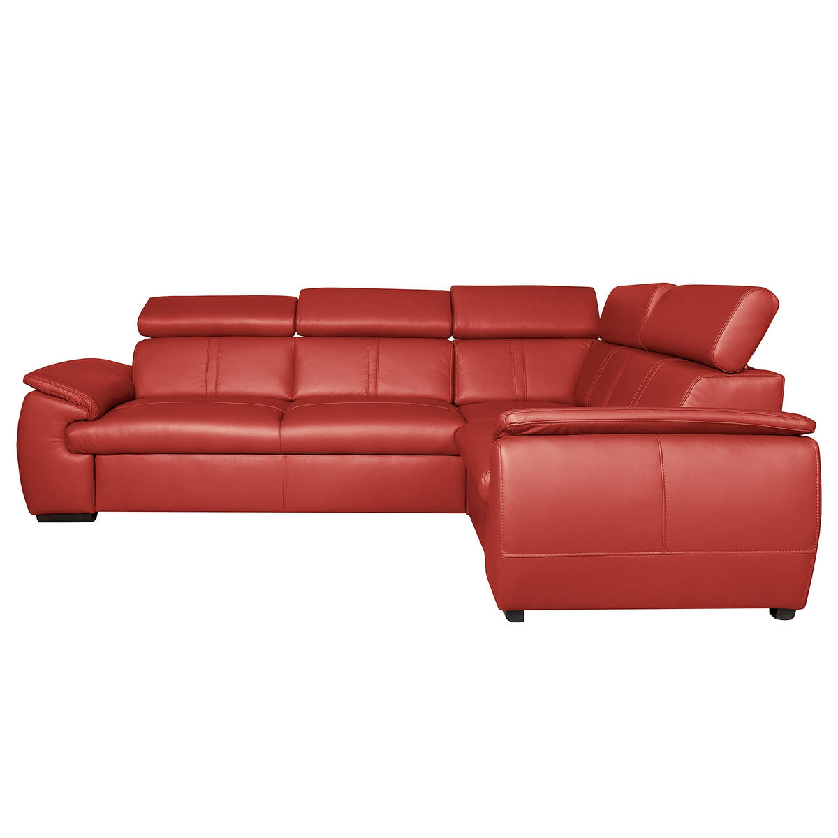 ECKSOFA  in Echtleder Rot Rücken echt, Kopfteilverstellung  265/193 cm  - Wengefarben/Rot, Design, Leder/Holz (265/193cm) - Livetastic