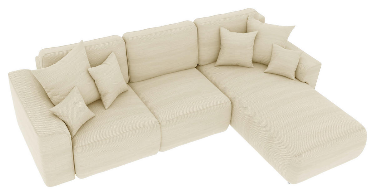ECKSOFA in Cord Beige  - Chromfarben/Beige, Konventionell, Kunststoff/Textil (293/195cm) - MID.YOU