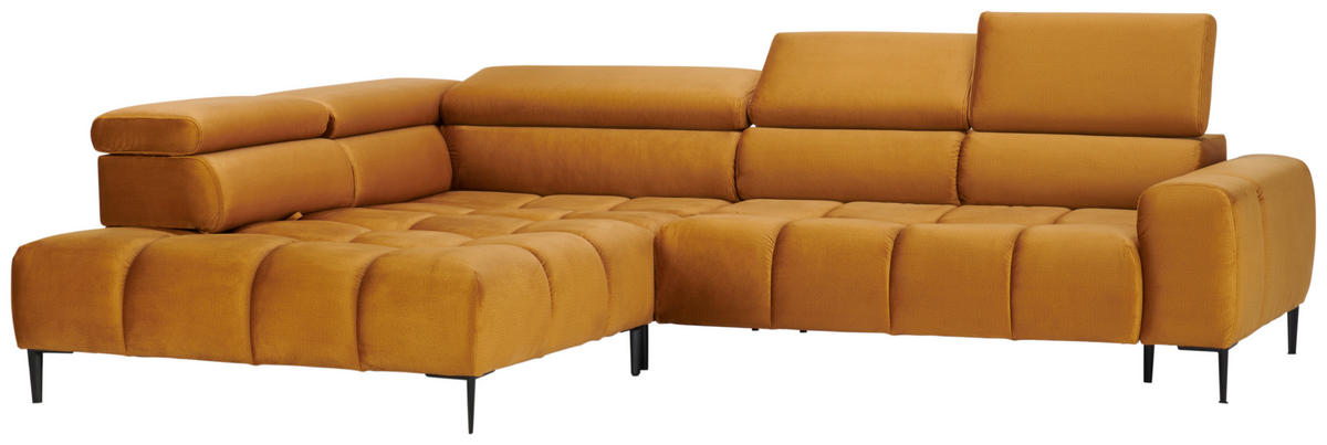 UGAONA GARNITURA kari žuta  - kari žuta/crna, Dizajnerski, tekstil/metal (216/300cm) - Modern Living