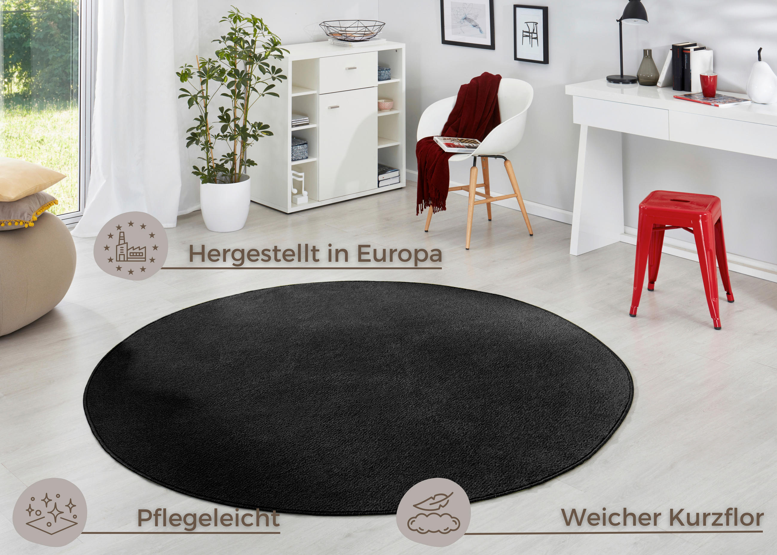 FLACHWEBETEPPICH 200 cm Fancy Schwarz  - Schwarz, Basics, Kunststoff (200cm)