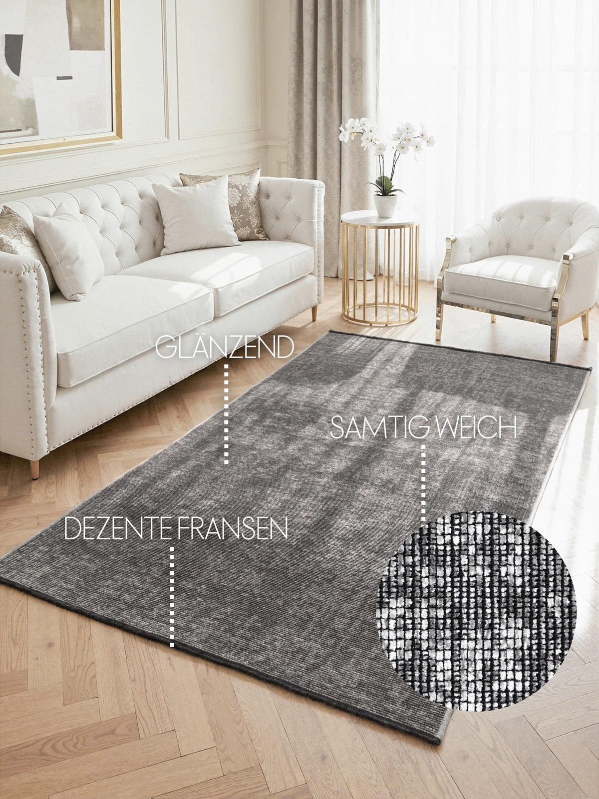 TEPPICH 80/150 cm Brilliance Grau, Silberfarben  - Silberfarben/Grau, KONVENTIONELL, Kunststoff/Textil (80/150cm) - Elle Decoration