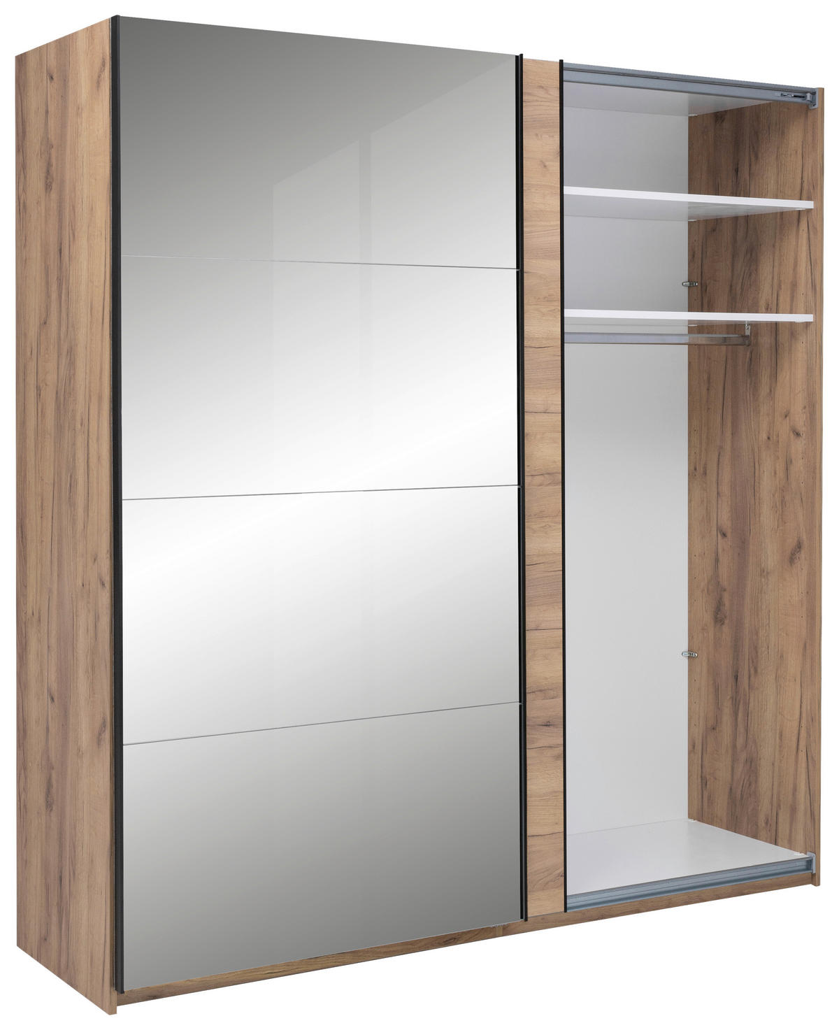 SCHIEBETÜRENSCHRANK 200/210/62 cm 2-türig  - Eichefarben/Schwarz, MODERN, Holzwerkstoff/Metall (200/210/62cm) - MID.YOU