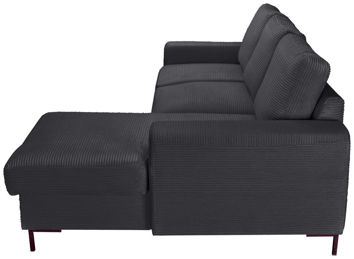 ECKSOFA Anthrazit Cord  - Anthrazit/Schwarz, KONVENTIONELL, Textil/Metall (240/150cm) - Carryhome