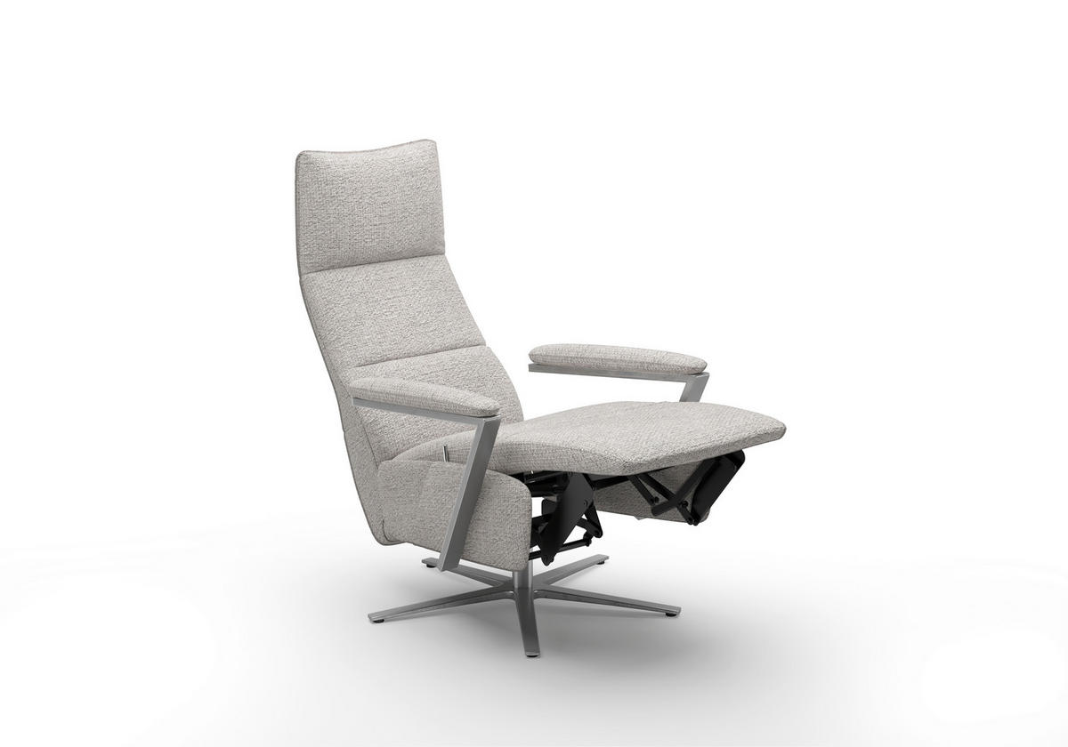 RELAXSESSEL TV VARIO COMFORT E L3 Chenille Kopfteilverstellung, Rücken echt    - Silberfarben, Basics, Textil/Metall (70/128/85cm) - Sit & More