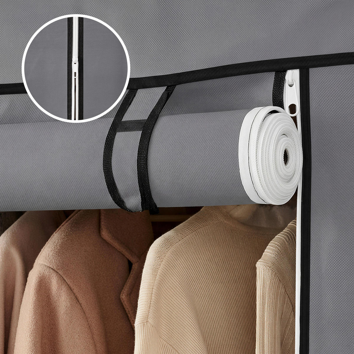 STOFFSCHRANK Grau  - Grau, Basics, Textil/Metall (170/167/45cm) - Boxxx