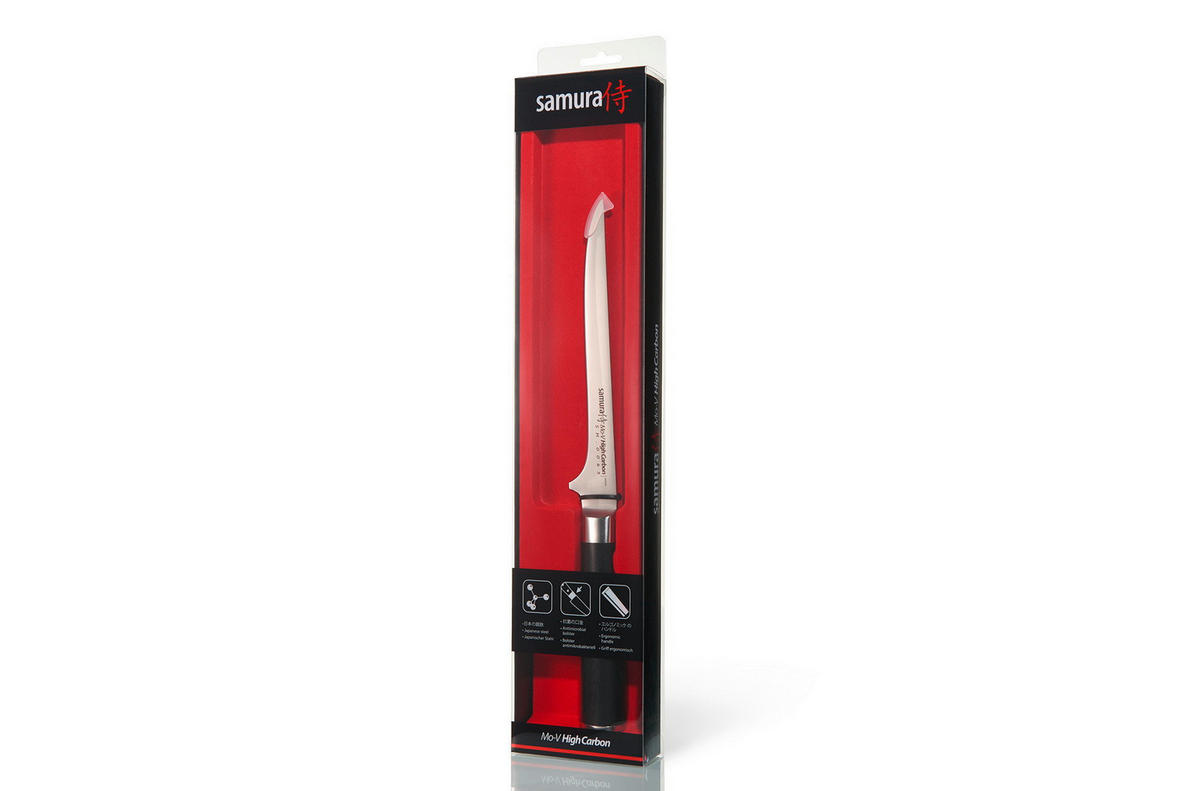 NOŽ ZA OTKOŠTAVANJE  MO-V        30 cm    oplemenjeni čelik - srebrne boje/crna, Basics, drvni materijal/metal (30cm) - Samura